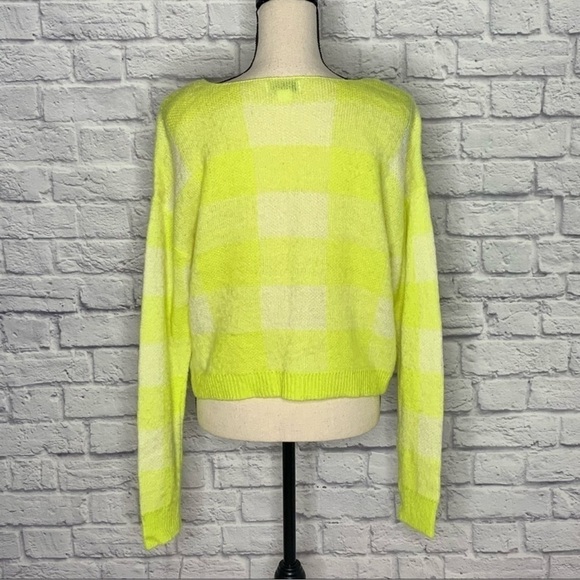 TenSixtySherman Women's Neon Yellow Checkered Sweater - Picture 6 of 11
